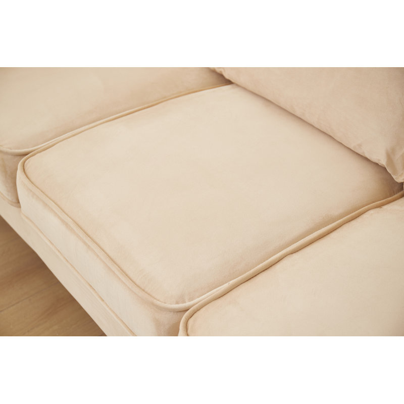 Canapé à accoudoirs roulés 75 po, Velours beige