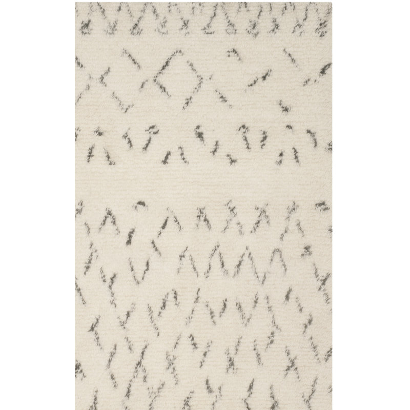 Aderhold Hand Tufted Nz Wool/Cotton Southwestern Rug in Ivory/Gray, Rectangle 4' x 6'