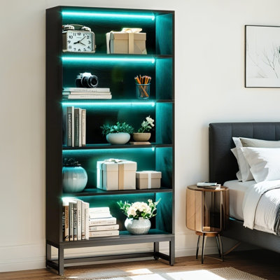 Bibliothèque H 70,9 "x l 31,5" avec bande lumineuse DEL