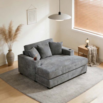 55" Oversized Chaise Lounger Modern Style Chair