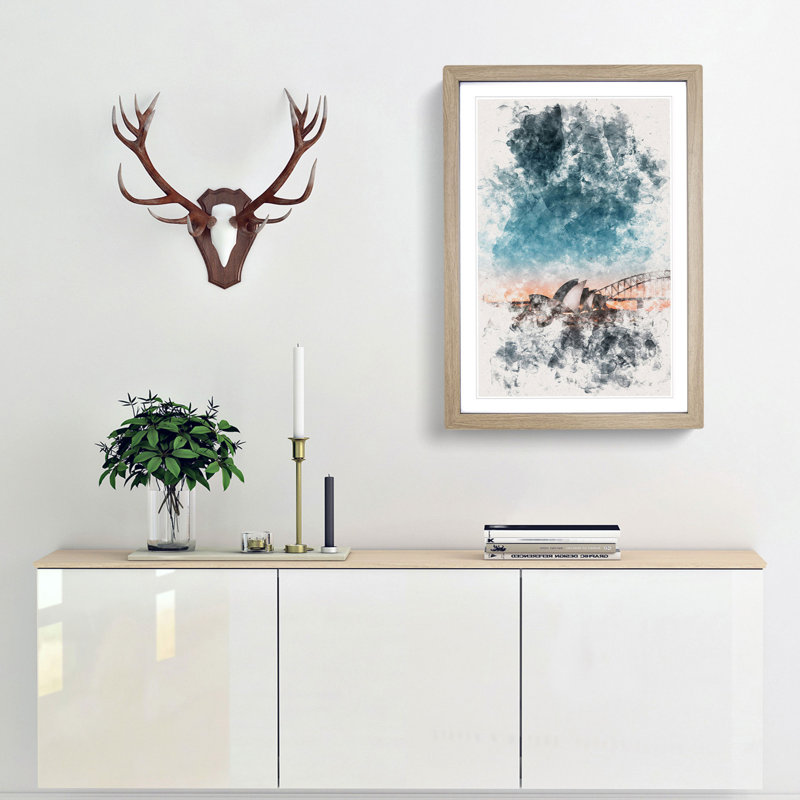 Sydney Opera House in Australia - Picture Frame Graphic Art, Oak Framed, 45cm H x 33cm W x 2cm D