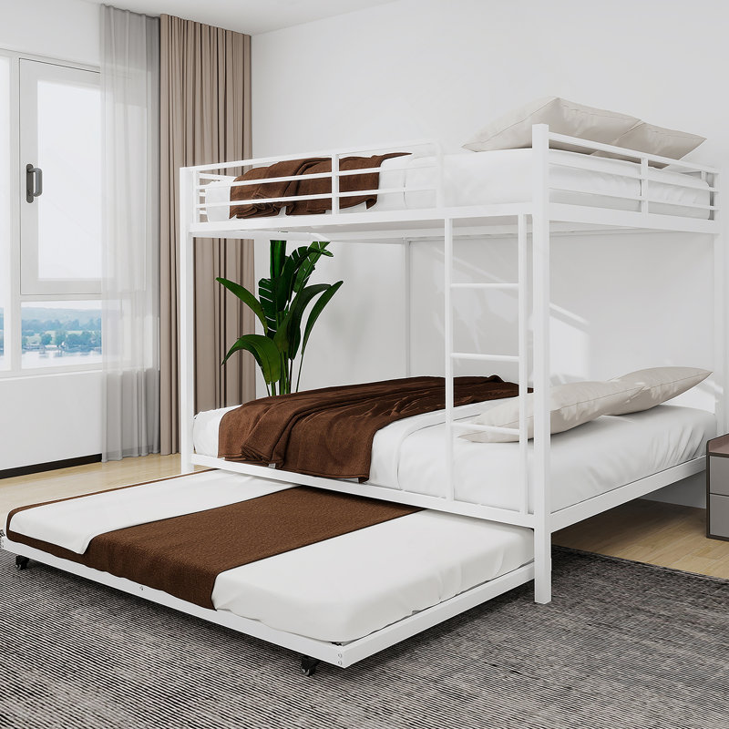 Lit superposé en fer avec rails pour chambre à coucher, chambre d'amis, Blanc