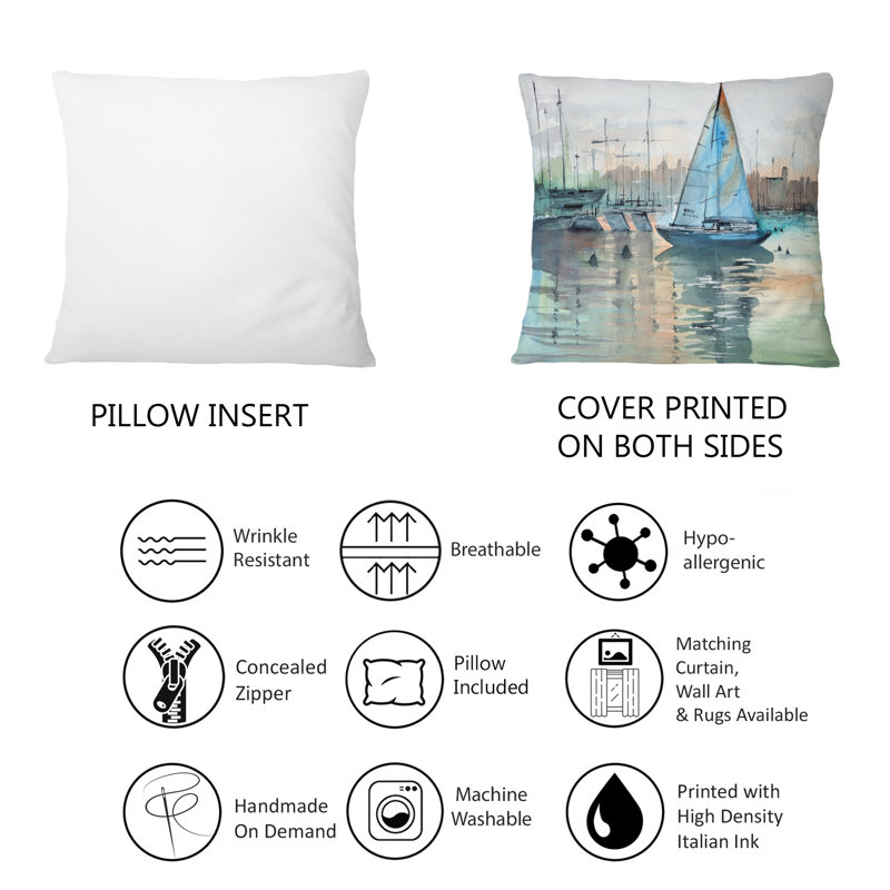 Coussin lombaire avec voilier dans une marina