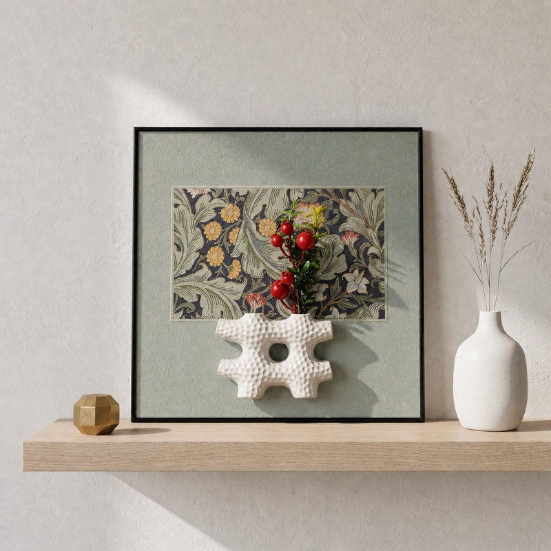 Boîte murale décorative botanique avec vase dimensionnel
