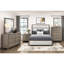 Très grand lit à panneau gris contemporain avec tissu en chenille beige sur la tête de lit et, essentiel pour une chambre à coucher moderne, sommier tapissier avec pieds de lit rembourrés et meubles-1788412421