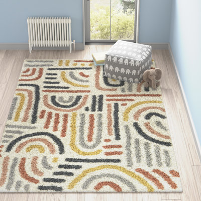 Alejandra Contemporary Rainbow Colored Shag Area Rug
