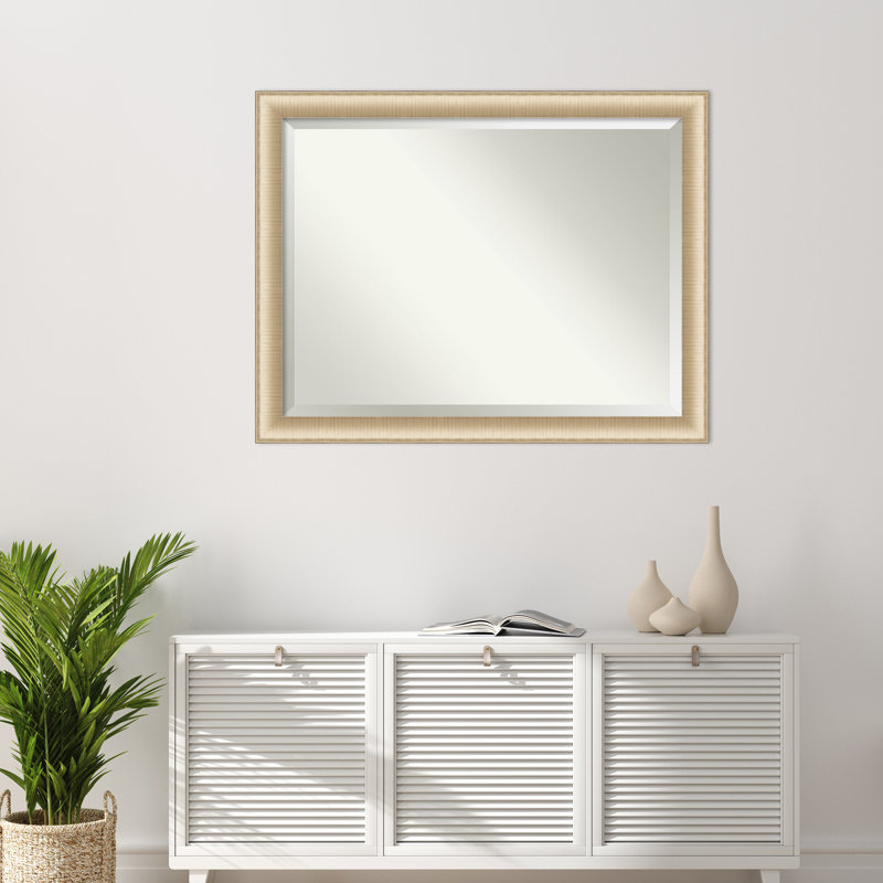 Miroir d'appoint mural Peltz, Or brossé, 34,75 po x 44,75 po