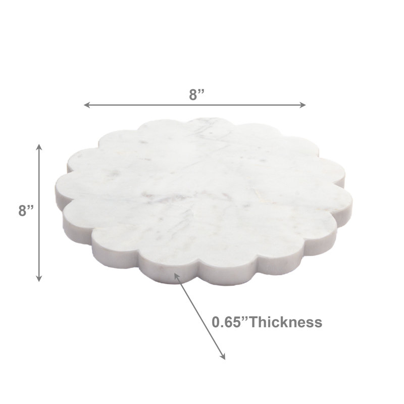 Marlee 8" Marble Scallop Board, 0.06" H x 8" W x 8" L