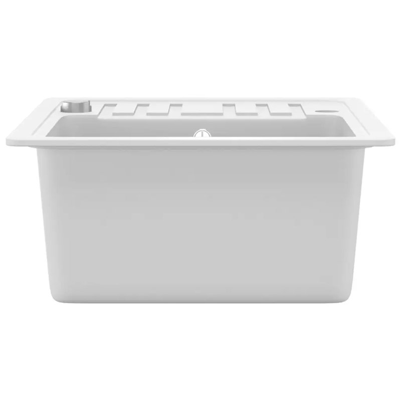 Zipcode Design Jimena 460mm W Single Bowl Stone Flush Kitchen Sink, White