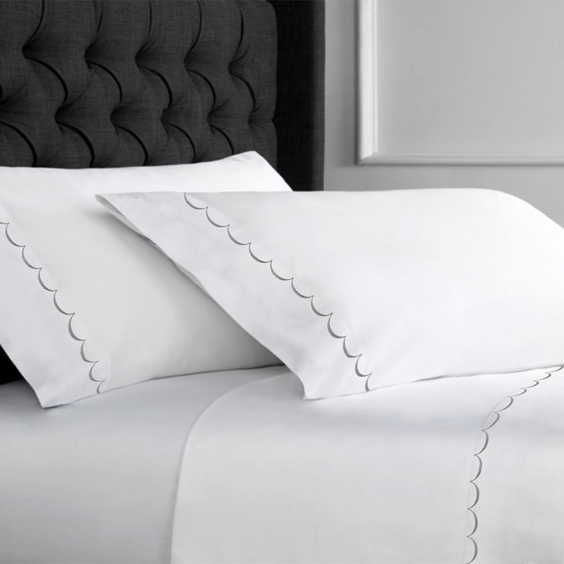 Camillo Sateen Sheet Set, Queen Sheet Set + Fitted Sheet + 2 Pillowcases, Gray