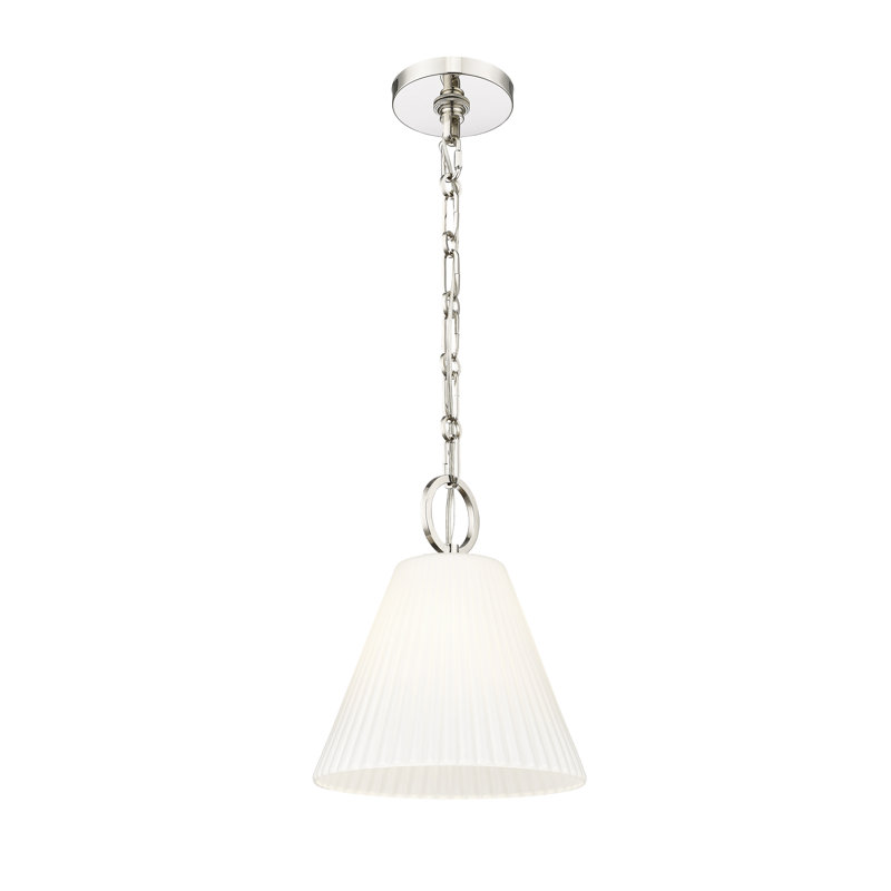 Luminaire suspendu 1 lumière Nady, Nickel poli, H 82,75 po x l 10 po x P 10 po