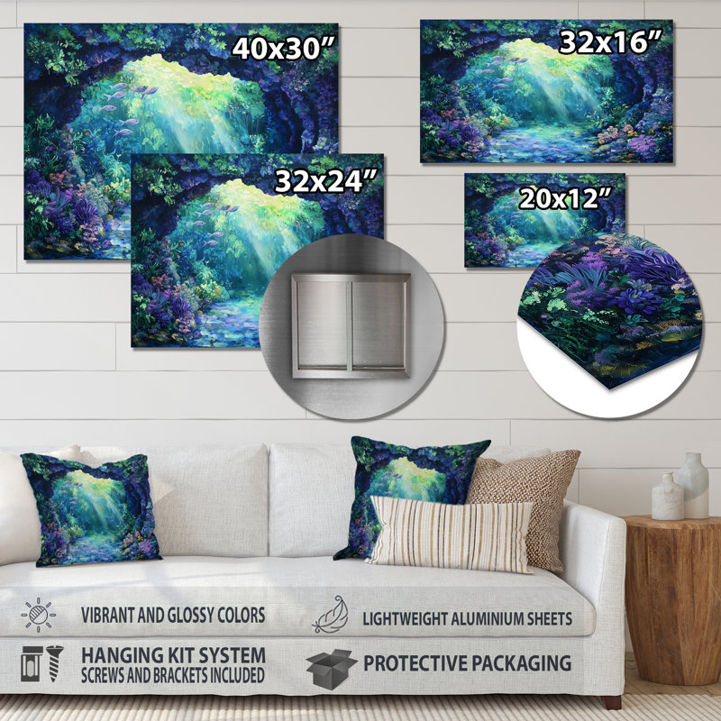 Corail, poisson, paradis, IV, animaux, art mural, impression sur métal, H 12 po x l 20 po