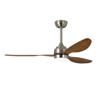 52" Ceiling Fan with Lights Quiet DC Motor 3 ABS Blade Ceiling Fans 6 Speed Levels,Reversible Ceiling Fan, for Patio Living Room, Bedroom, Office,Indoor.(Stain Nickel + Wood Gain )