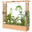 Boîte à fleurs en bois à treillis avec lit surélevé, support de jardin vertical, zone de plantation spacieuse, drainage intégré et support suspendu pour accessoires décoratifs.