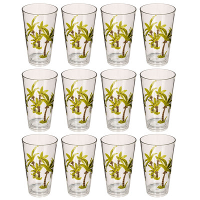Acrylic Drinking Glasses With Palm Tree Motifs
