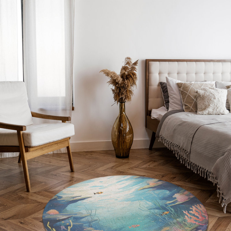 Tapis tressé Sea Life, Rond 5 pi