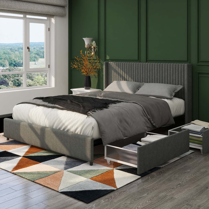 Lit avec rangement à oreilles Turusan, Grey, Grand, 4
