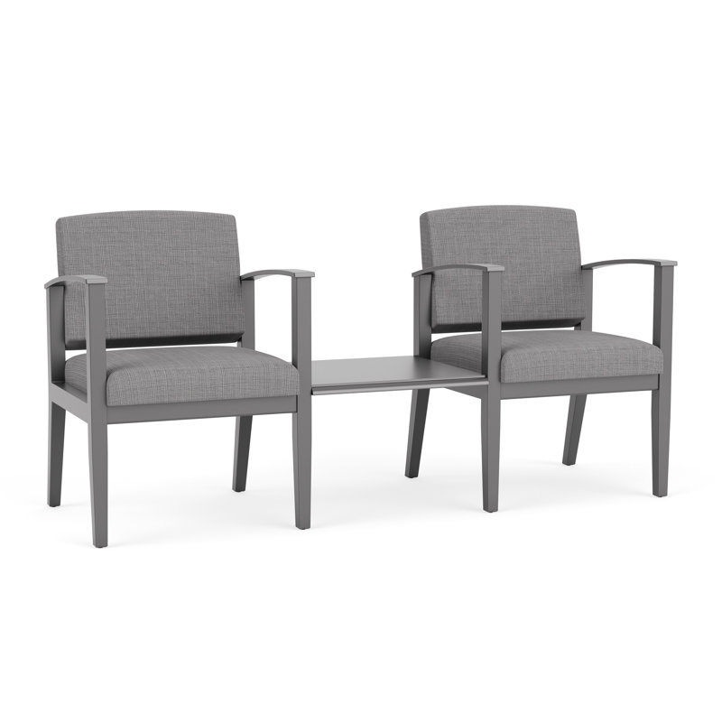 Structure en bois tandem 2 places avec table centrale Amherst, Gris chambray, Étain
