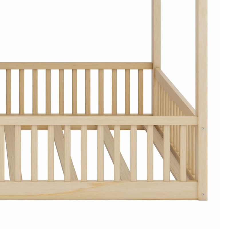 Lit superposé compact au sol avec escalier de rangement, Natural