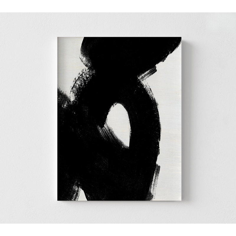 «Block Brushwork IV» par June Erica Vess, très grand décor de chambre d'hôtel noir et blanc, décoration murale encadrée abstraite noire
