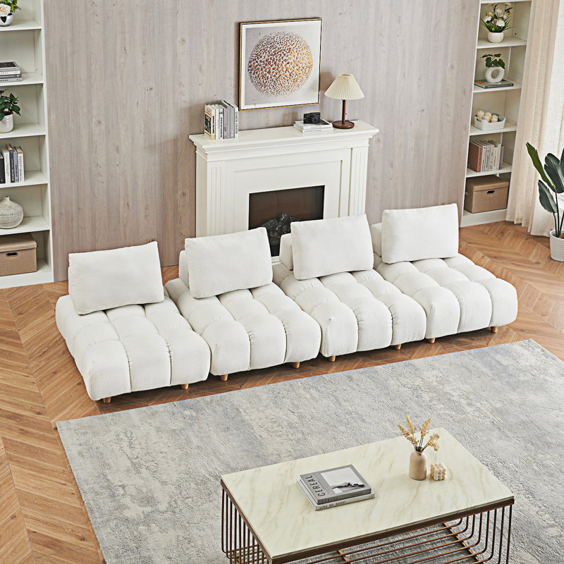 Canapé 2 places Mid-Century, 4, Beige