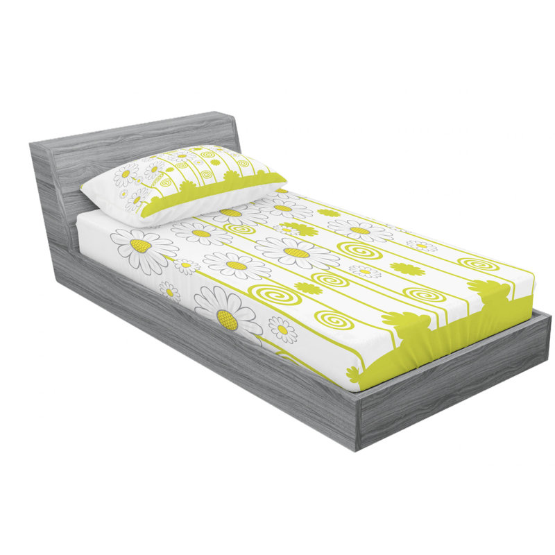 Microfiber Floral Sheet Set, Twin Sheet Set with Fitted Sheet, Abstract