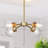 4-Light Gold Semi Flush Mount Globe Glass With 6 x 10" Height Adjustable Rods, Chain Switch