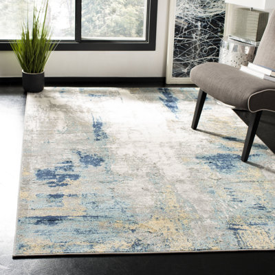 Zeke Abstract Grey/Blue Area Rug