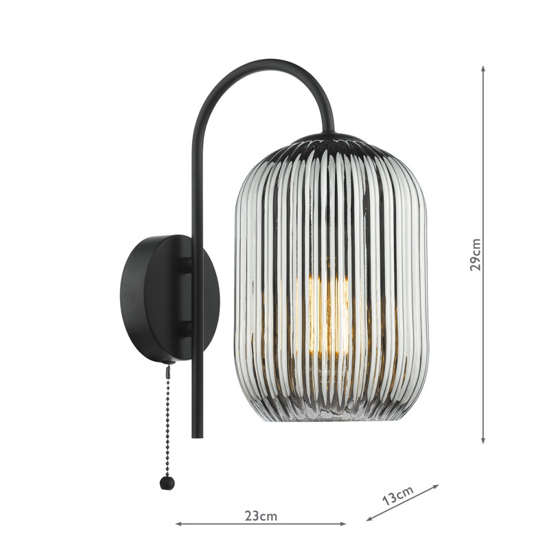 Wall Light, Black, Smoked