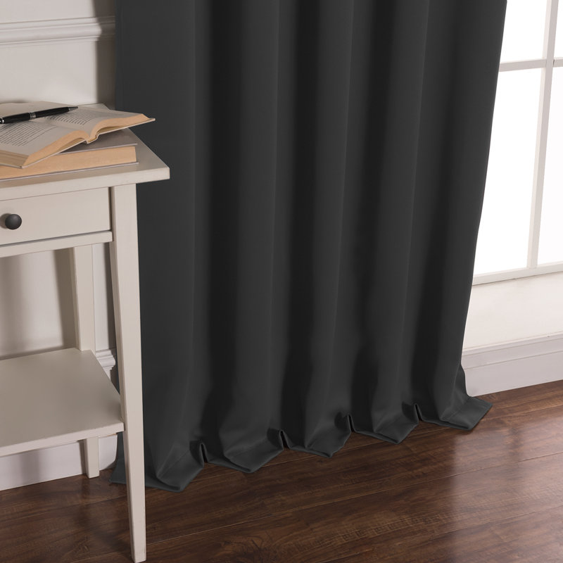 Molloy Polyester Curtain Panel Pair, 52" W x 84" L, Dark Gray