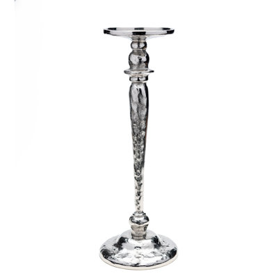 Bougeoirs à pilier en nickel martelé