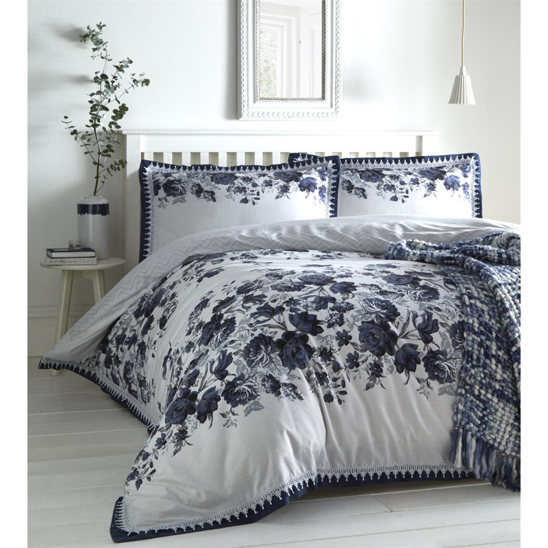 Navy 64 TC Duvet Cover Set, Kingsize Duvet Cover + 2 Standard Pillowcases