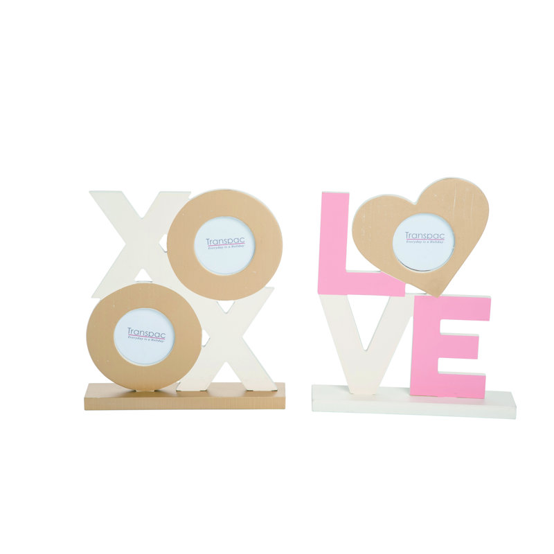 Ensemble de 2 décorations pour la maison en MDF Transpac LOVE / XO