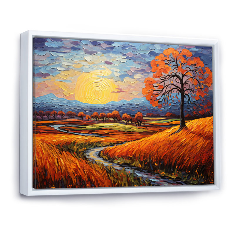 Vangogh Autumn Path II, H 12 po x l 20 po x P 1 po, Cadre flottant blanc