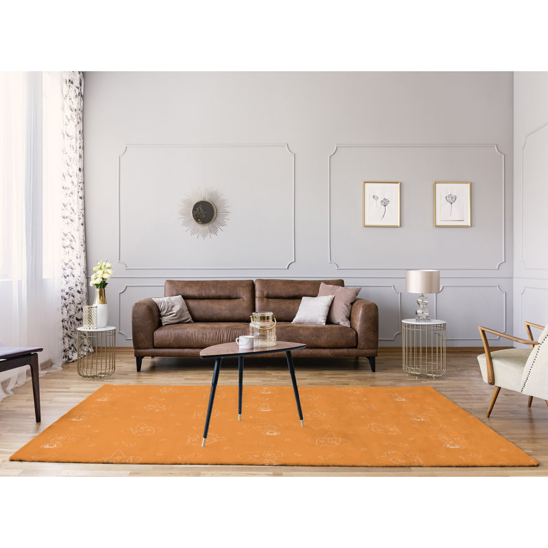 Tapis zone orange fait main, Rectangle 8 pi x 10 pi