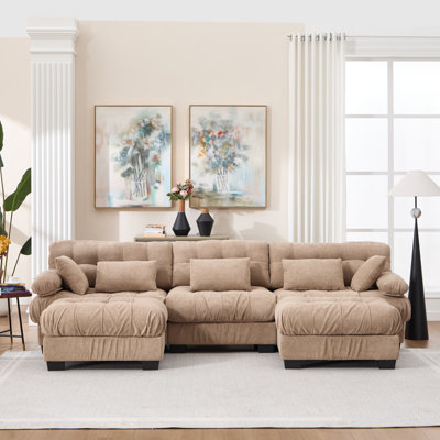 Cloud Modern Modular Sectional Sofa, Oversized Deep Seat with Pillows, Soft Plush Polyester Upholstery