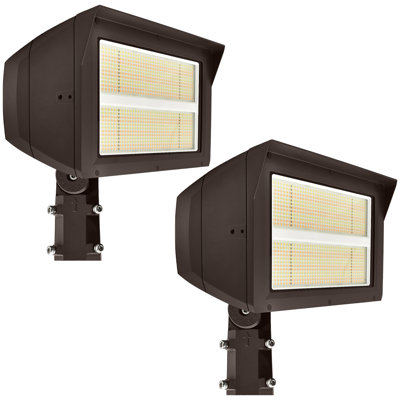 Luxrite Universal LED Flood Light Outdoor, 3CCT, 200W-300W, Up to 44400LM, IP65, Dimmable Dusk to Dawn Photocell Sensor UL & DLC Listed Premium 2 Pack