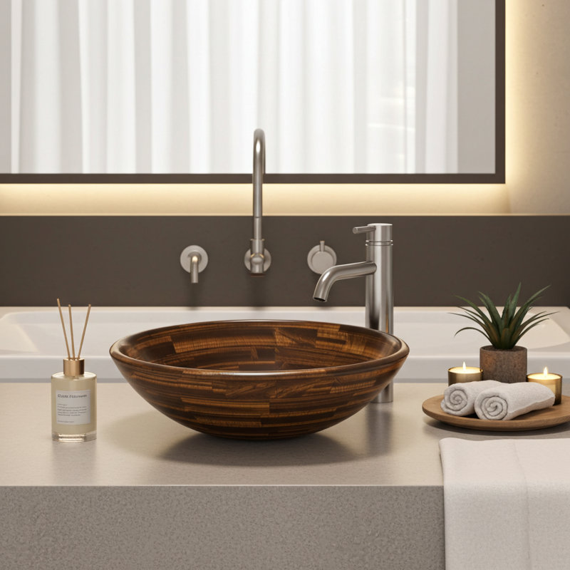 Round Wash Basin, Pink Quartz