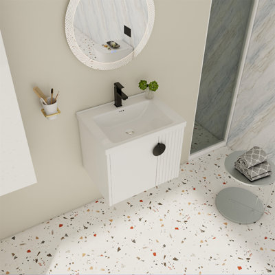 Meuble-lavabo 24 po avec lavabo, pour petite salle de bain, meuble-lavabo avec porte à fermeture en douceur