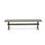 L'ensemble de salle à manger 6 pièces contient une table de salle à manger rectangulaire avec des pieds en X et 4 chaises rembourrées en tissu de lin beige clair avec un banc, jacobin vieilli-267929771-267929775-207524968