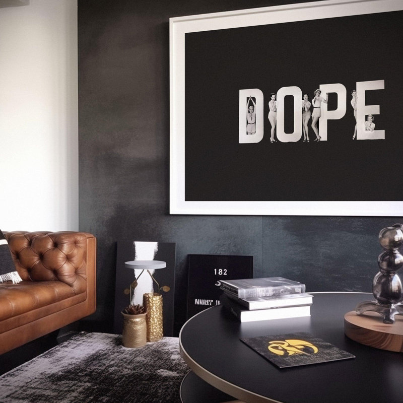 «Dope», H 30 po x l 42 po, Impression encadrée sans passe-partout, Bois naturel
