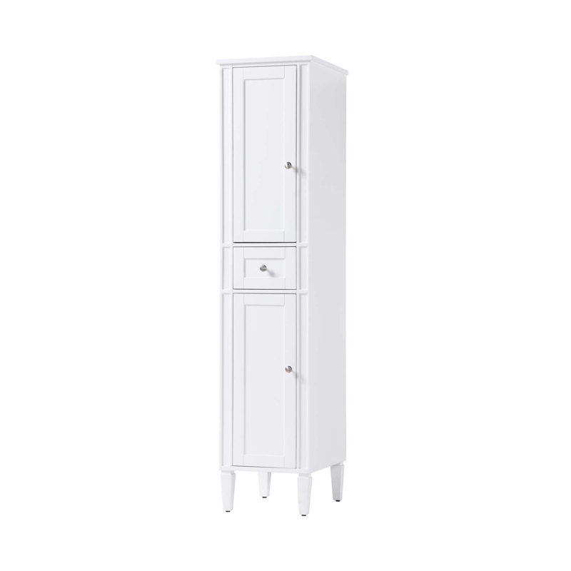 Armoire de rangement pour salle de bain 16 pouces en blanc, 72" H x 16" W x 20" D, Blanc