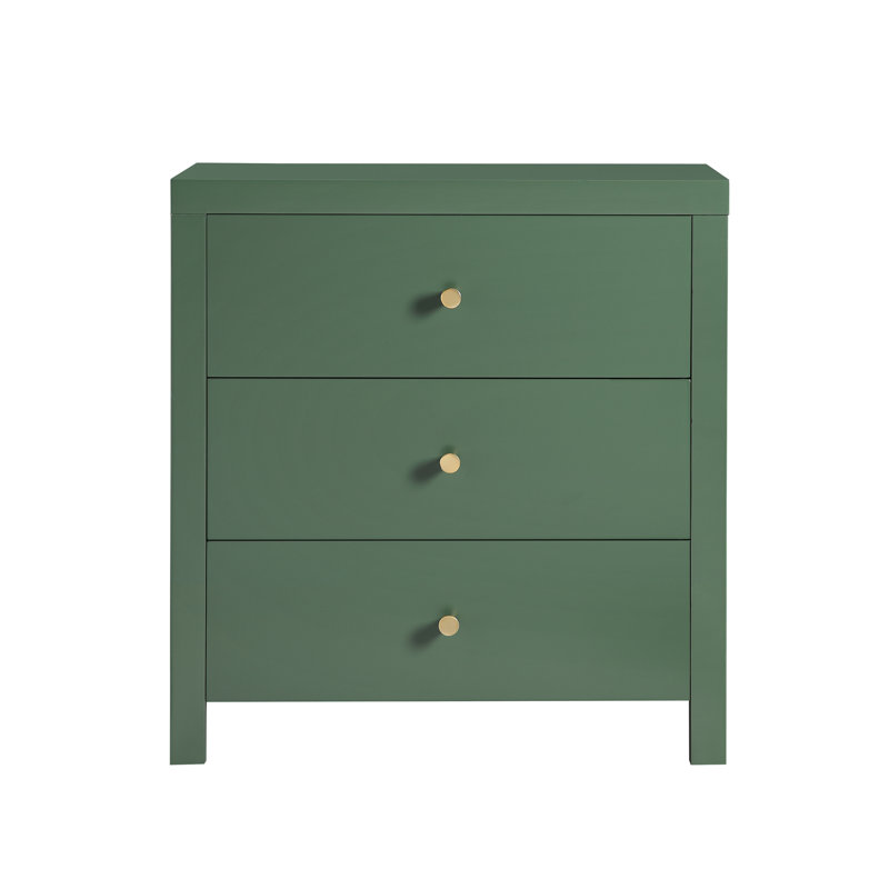 Table de chevet 3 tiroirs Nevarre, Vert antique