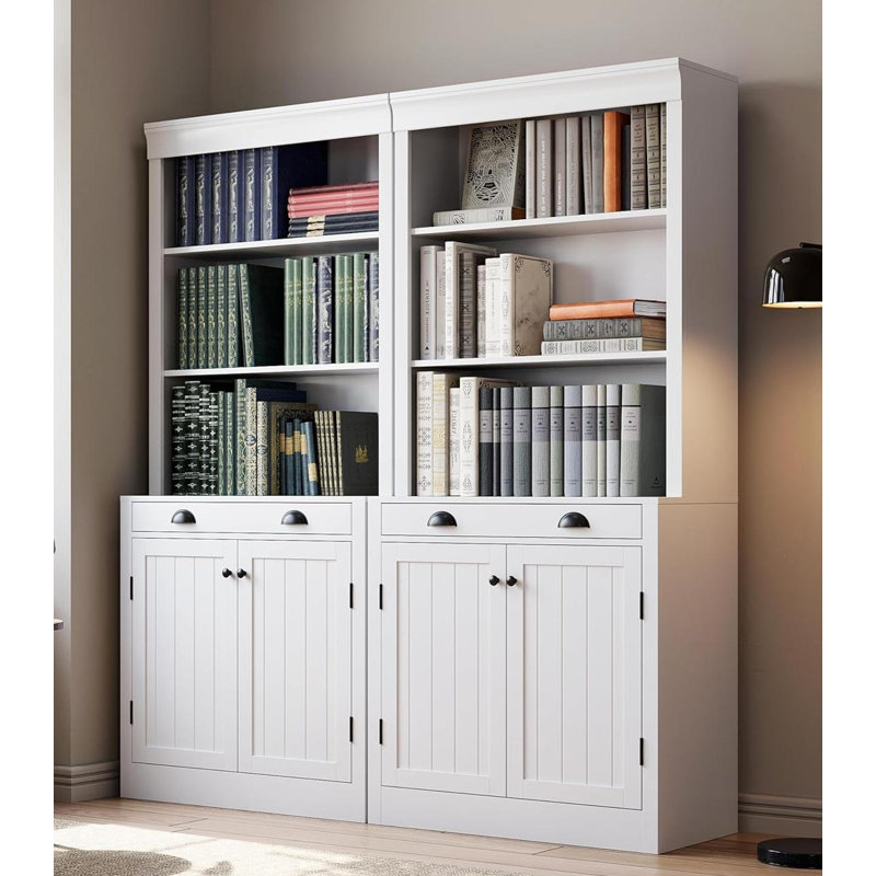 Bibliothèque avec porte, bibliothèque de 71 po de hauteur avec tablettes à 3 niveaux