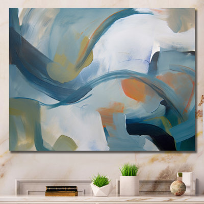 «Distant Horizon In Retro Shades Of Blue», peinture murale abstraite