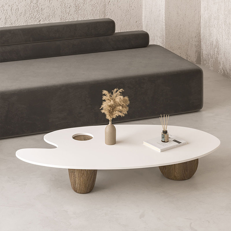 Table basse blanche en bois massif brun-noisette, 12.2" H x 55.12" L x 27.56" W