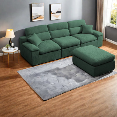 Canapés en forme de L peu encombrants, chenille vert foncé, Modern Family Living