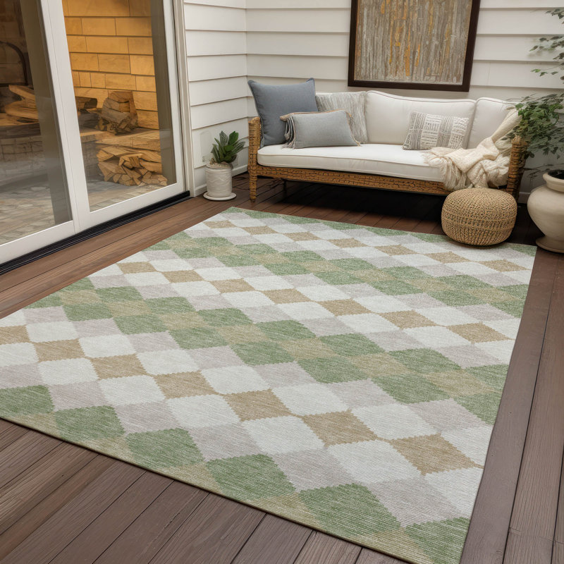 Tapis intérieur / extérieur vert Eira , 5' x 7'6"