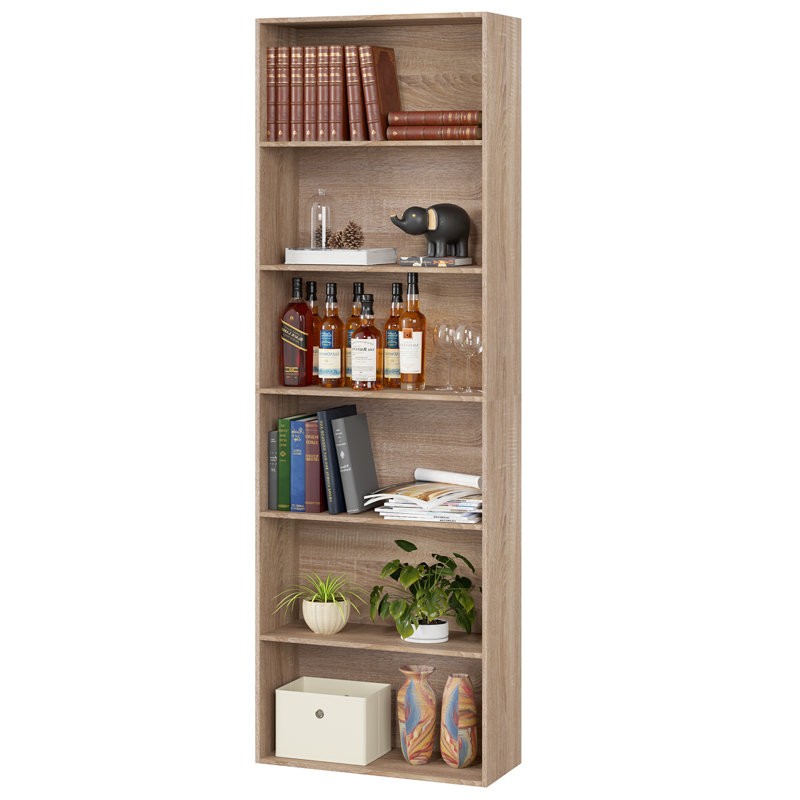 Langner 70.8" H x 23.6" W Standard Bookcase, 6-Tier Open Bookcase and Bookshelf, Freestanding Display Storage Shelves Tall Bookcase for Bedroom, Living Room and Office