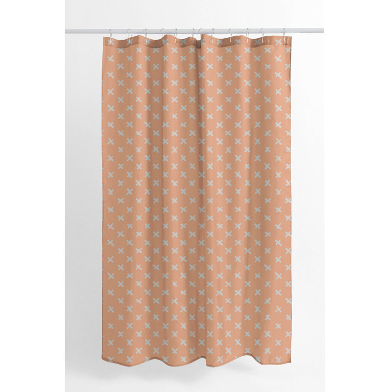 Criss Cross Ultra-Thin Lightweight Shower Curtain, Orange/Peach Geometric 1
